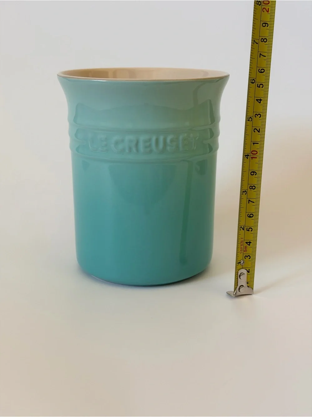 Le Creuset Ceramic Utensil Crock - Caribbean Blue with Cream Interior